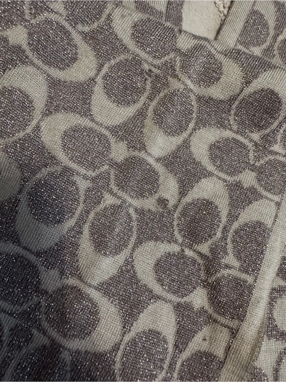 Coach Taupe Metallic Signature Gloves & Scarf Set